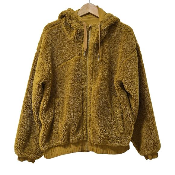 Lululemon Womens Reversible Sherpa Fleece Hooded Jacket Size 12 Gold Spice RARE - Picture 7 of 11